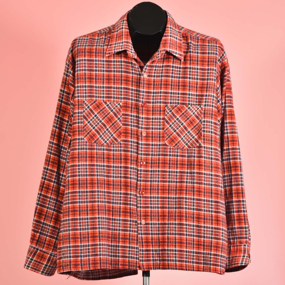 90s Flannel Vintage Red Plaid Shirt Size XXL - Picture 1 of 7